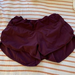 Maroon lululemon speed up shorts size 4 brand new